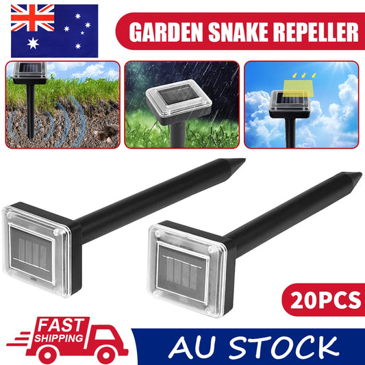 2-20PCS Garden Snake Repeller Ultrasonic Solar Powered Snake Pest Repellents