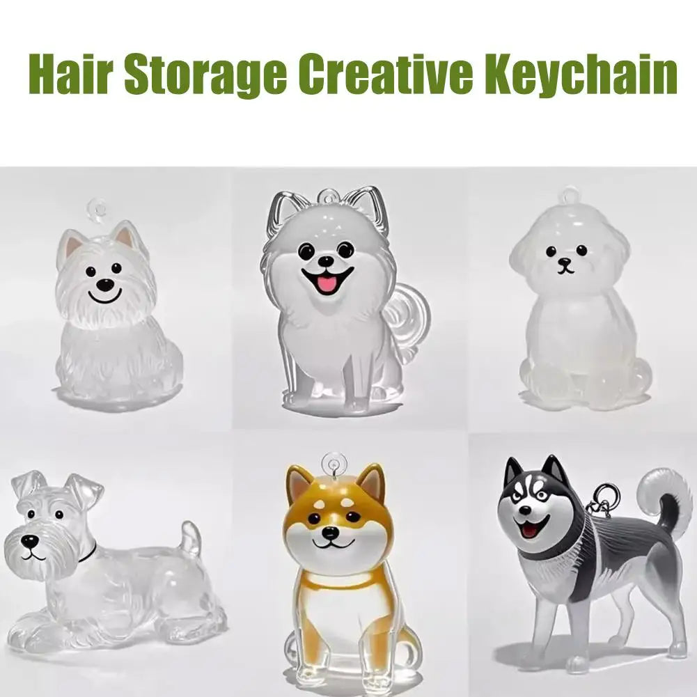 Clear Pet Hair Keychain Cute Dog Fur Keepsake Holder Creative Transparent Pet Hair Memorial Collection Pendant For Dog/Cat