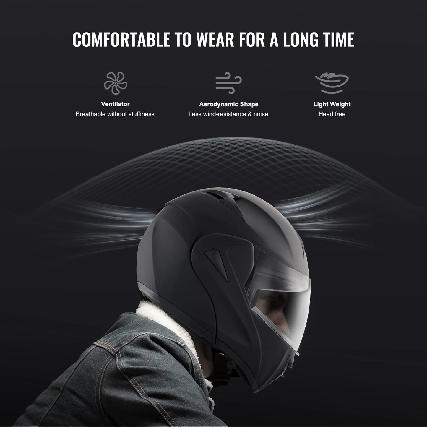 SucceBuy Motorcycle Helmet, Unmasked, Smart Street ABS & High Density Helmet with Interchangeable Lens, Fit to Youth and Adults