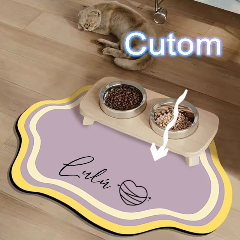  Custom Pet Feeding Mat Cute Shape Dog Diatom Mud Floor Mat Non-Slip Waterproof Home Decoration Dog Feeding Pad
