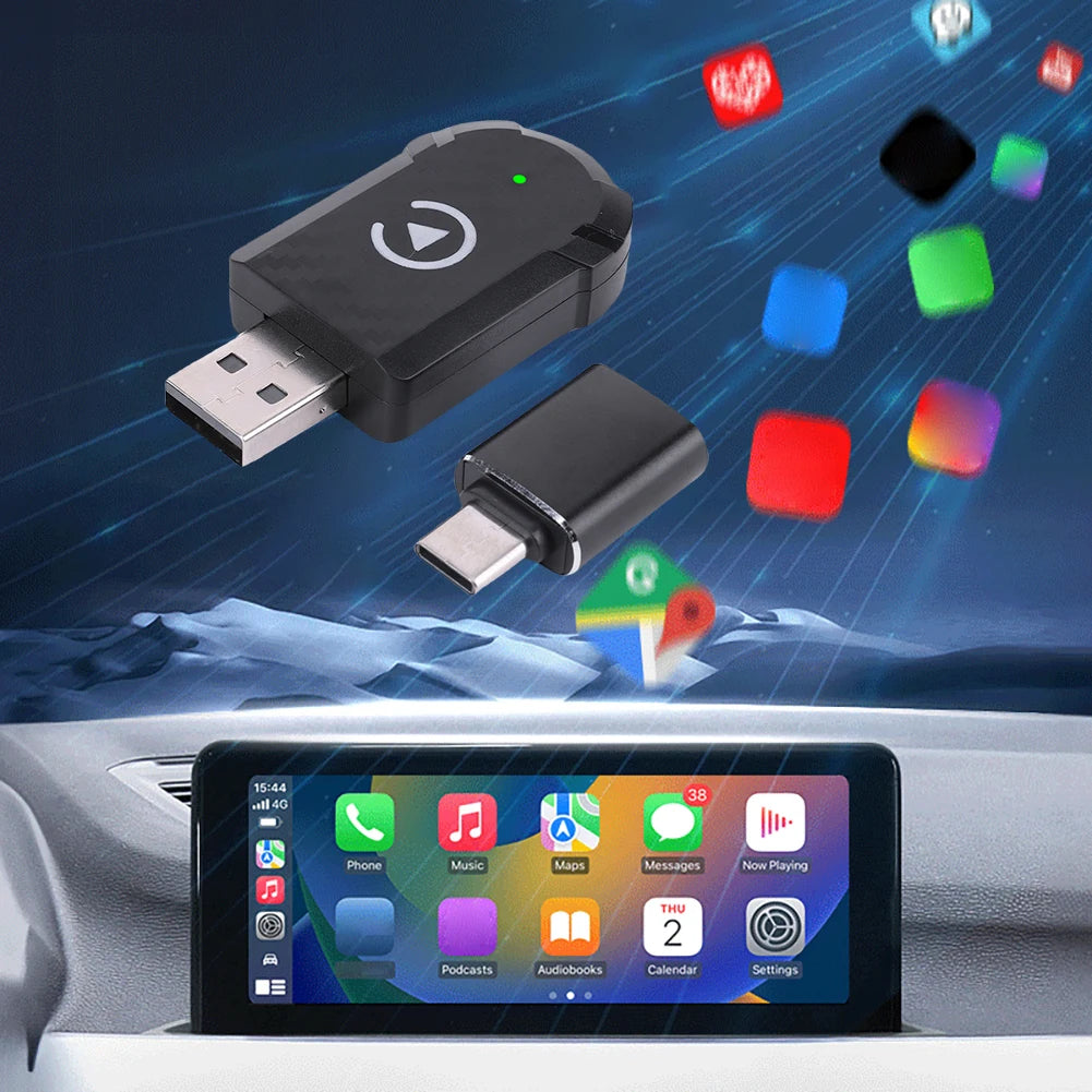 Wired To Wireless Carplay & Android Auto Mini Adapter USB Plug and Play Auto Connect for Factory Wired Carplay Android Auto Cars