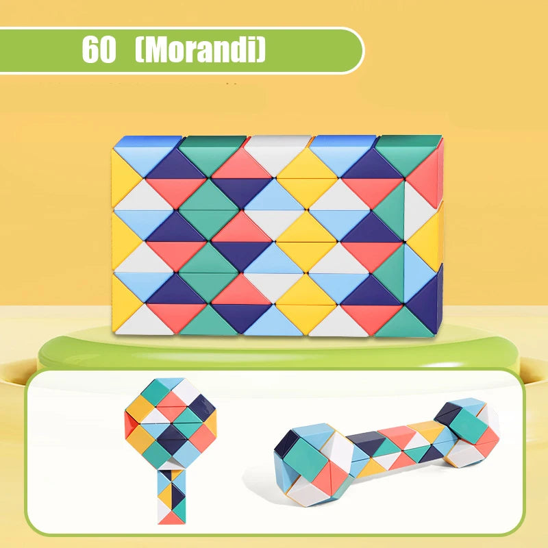 24-72 Segments Magic Rule Snake Multi-color 3D Puzzle Fidget Toys Decompression Transformable Cubes Educational Toys