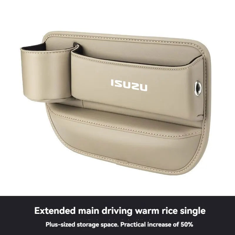 For ISUZU Car Accessories Leather Car Seat Gap Organizer Crevice Side Storage Box Filler Side Storage Pocket with Cup Holder