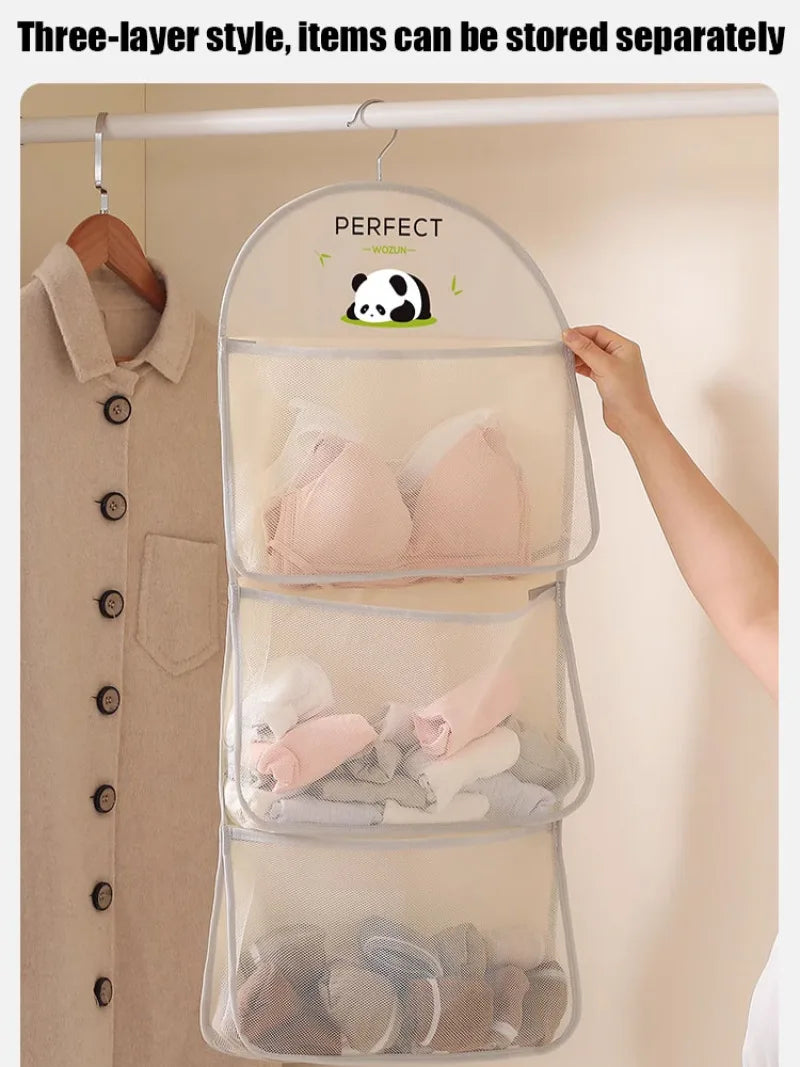 Multifunctional Cloth Hanging Net Pocket Portable Multi-layer Storage Bag Clothesable Organizer Bag Lingerie Storage Hanging Bag
