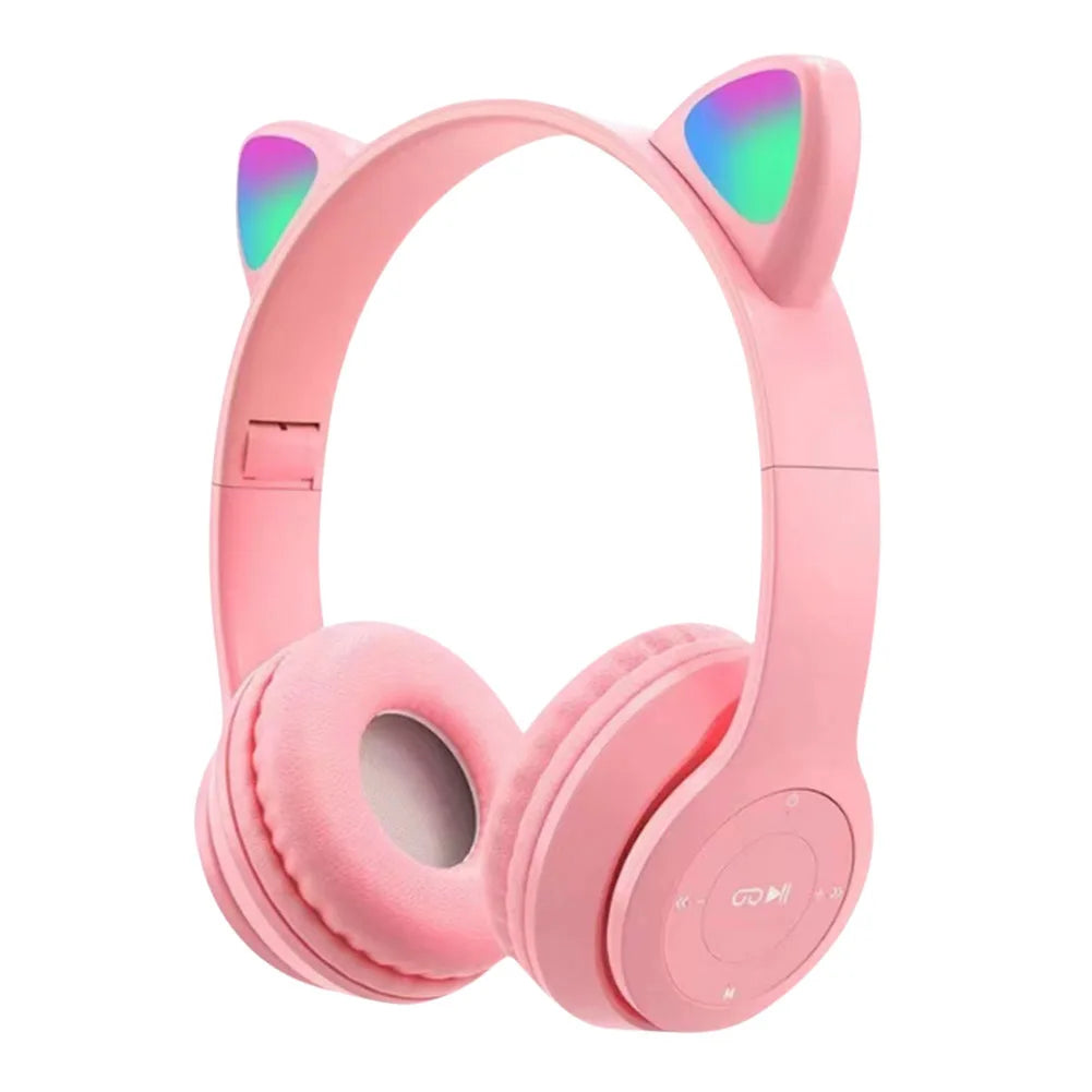 Wireless Bluetoot 5.0 Headphones Cat Ear Gaming Headset Glow Light Helmets Cute Sports Music Headsets For Children Girl Gifts