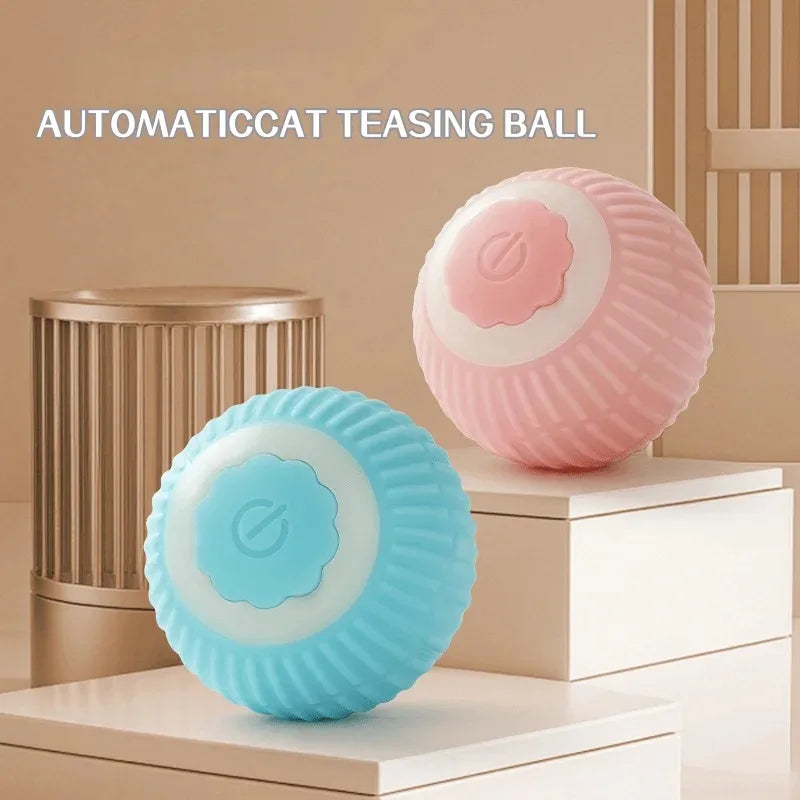 USB Rechargeable Smart Cat Ball Toy Automatic Obstacle Avoid Rolling LED Light Interactive Kitten Self Play Pet Toys