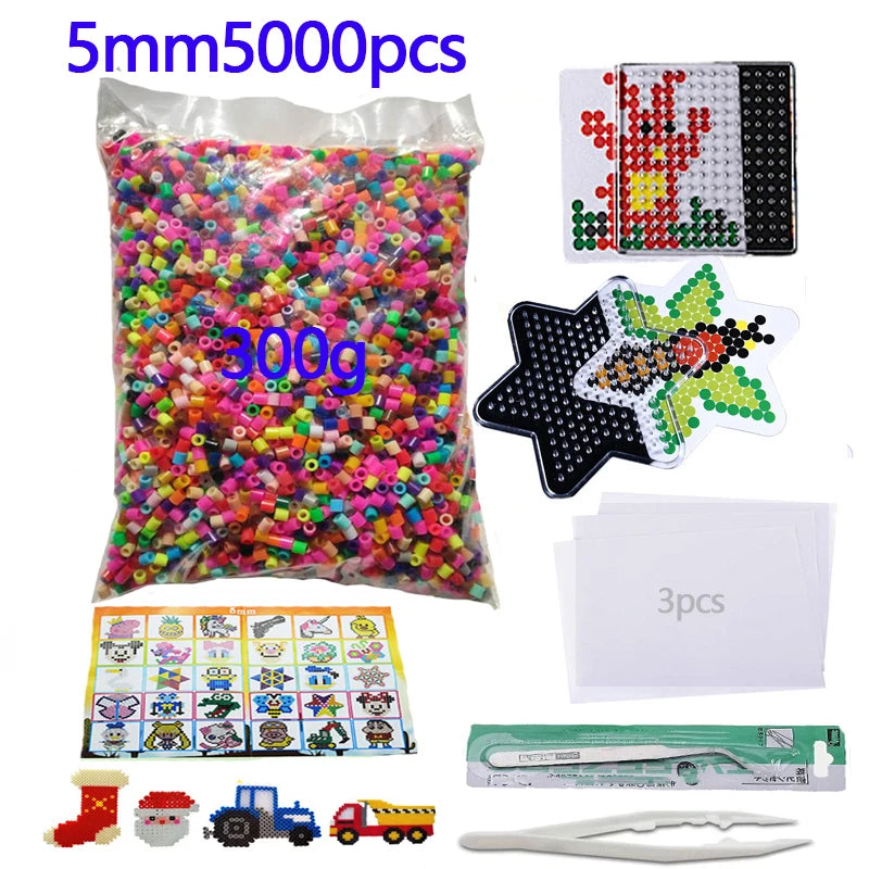 5000pcs large 5mm Hama Beads (2 Template+3 Iron Paper+2 Tweezers)Mini Hama Fuse Beads Diy Kids Educational Toys