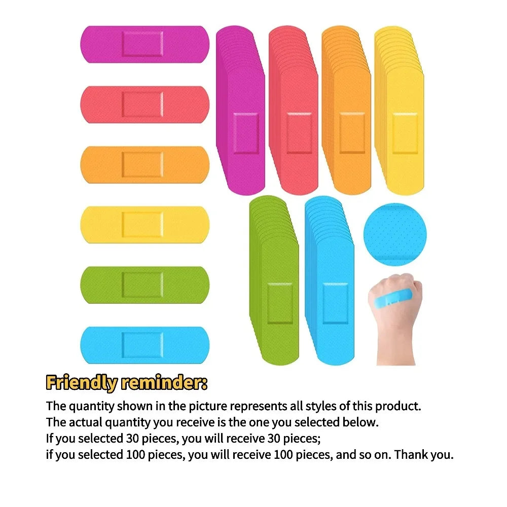 Hot 30/50/100 Pcs Kids Bandages Cute Cartoon Children's Adhesive Waterproof Breathable Band Aid Stickers Protection Girls Boys