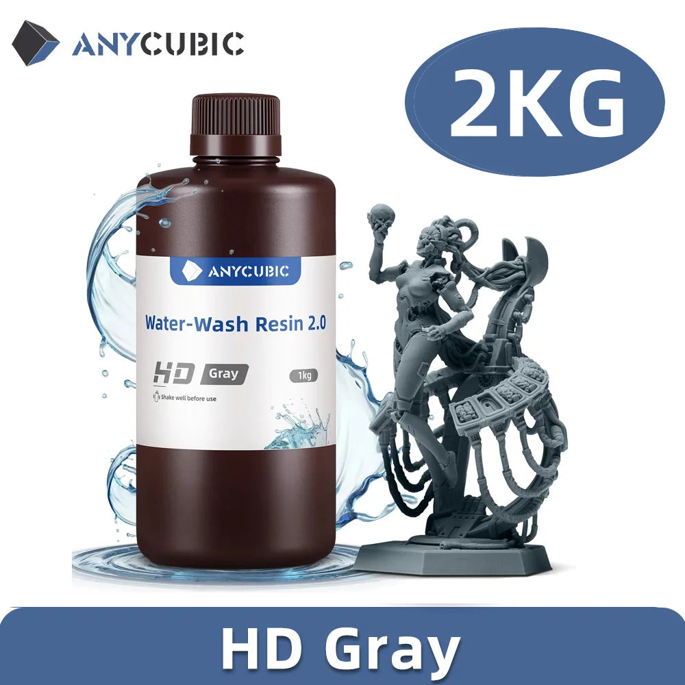 Anycubic Water Wash Resin Water Washable High Precision Low Odor Low Viscosity Support 3 Ways Washing For LCD 3D Printer Resin