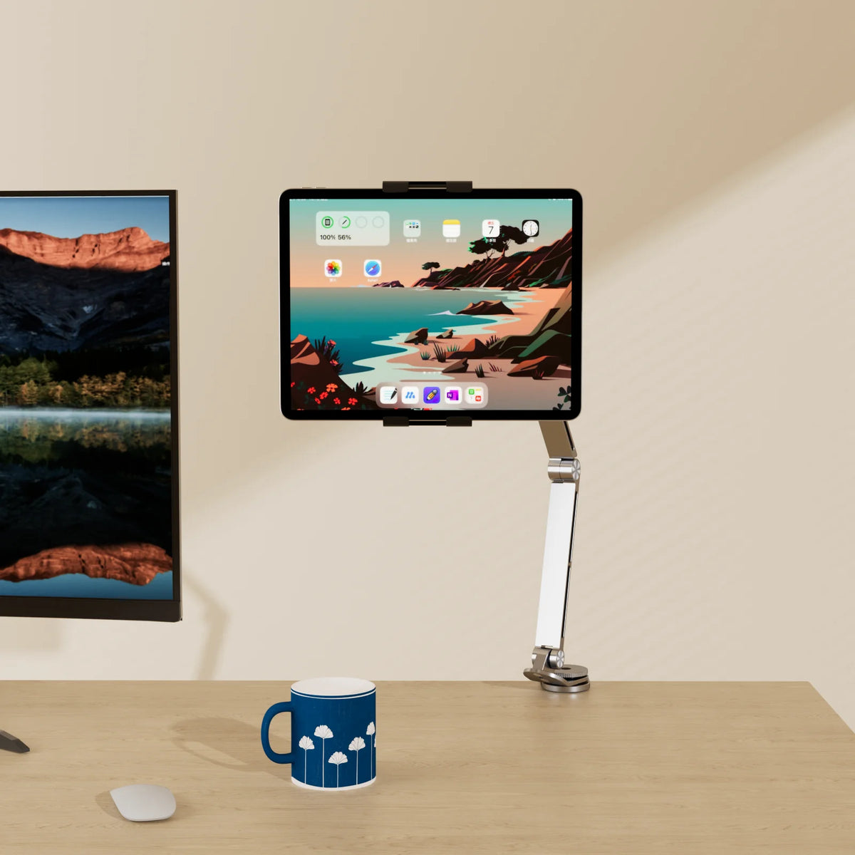 3 Rod Tablet Stand with 360 Rotation and Adjustable Angles Compatible With Tablets Phones and Laptops Portable and Foldable