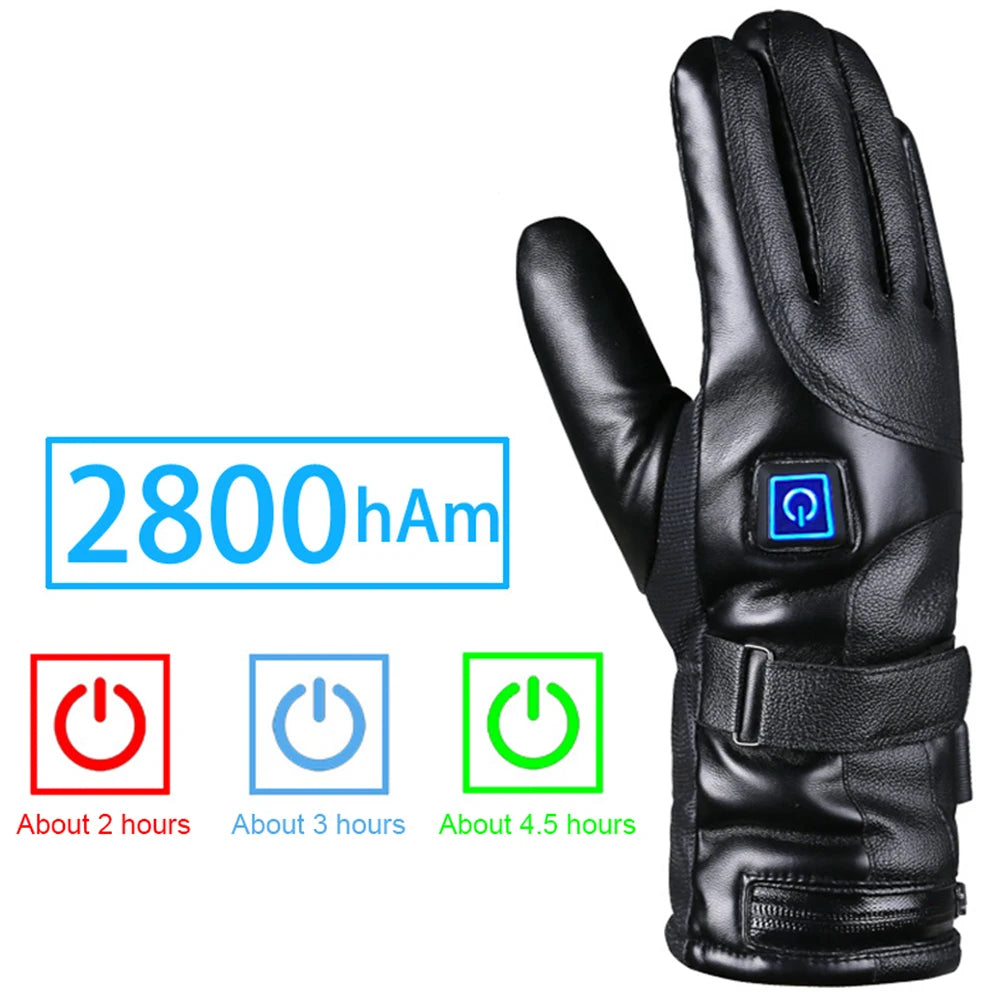 Rechargeable Heated Gloves 3 Temperature Levels Waterproof Electric Winter Gloves Hand Warmer for Outdoor Cycling Skiing Hiking