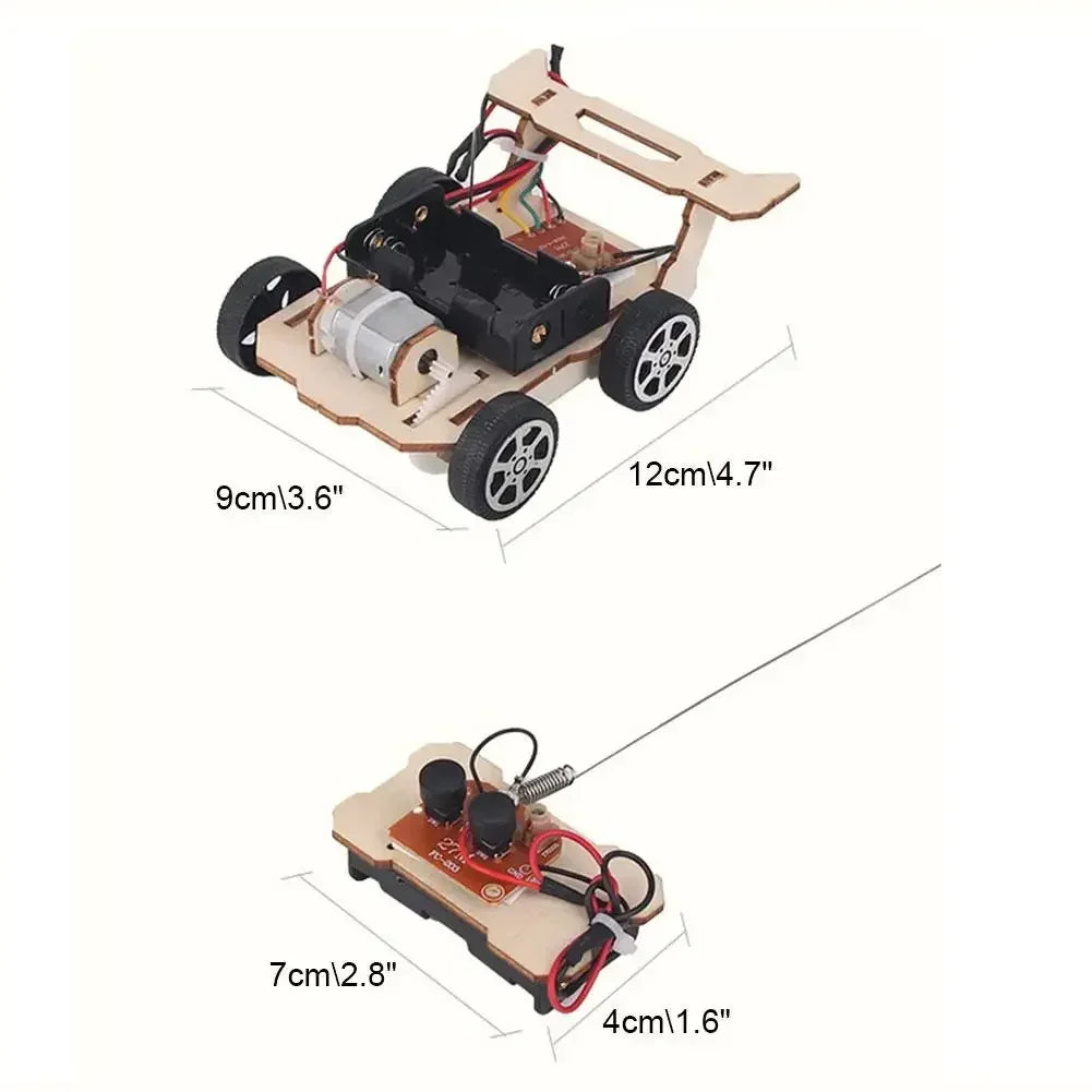 DIY Remote Control Racing Car Model Technology Handmade Materials Children's Science Experiment Set Wooden Plastic