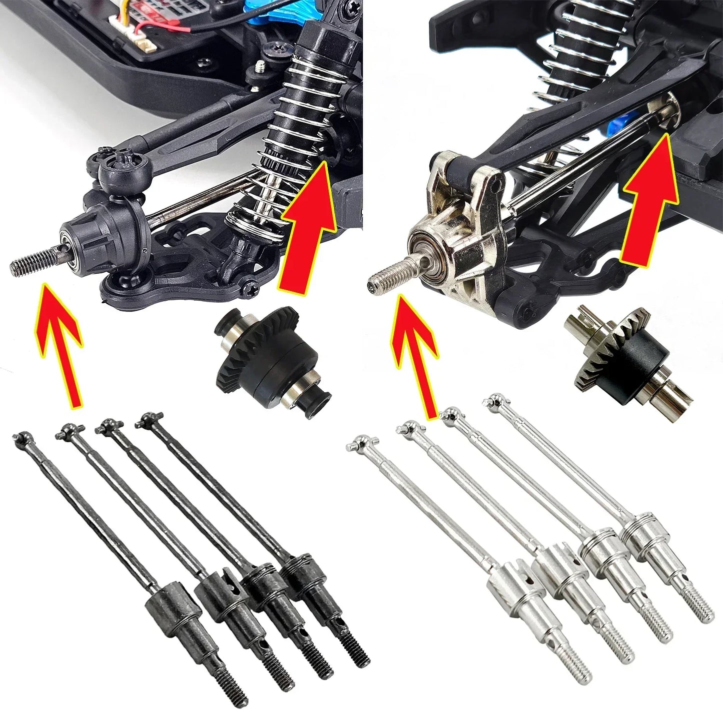 Upgrade Metal Front & Rear Suspension,Wheel Hubs,Bearing,Steering Rob,Aluminum Parts For SCY16101,16102Pro,16104,SG116,Q130 ect