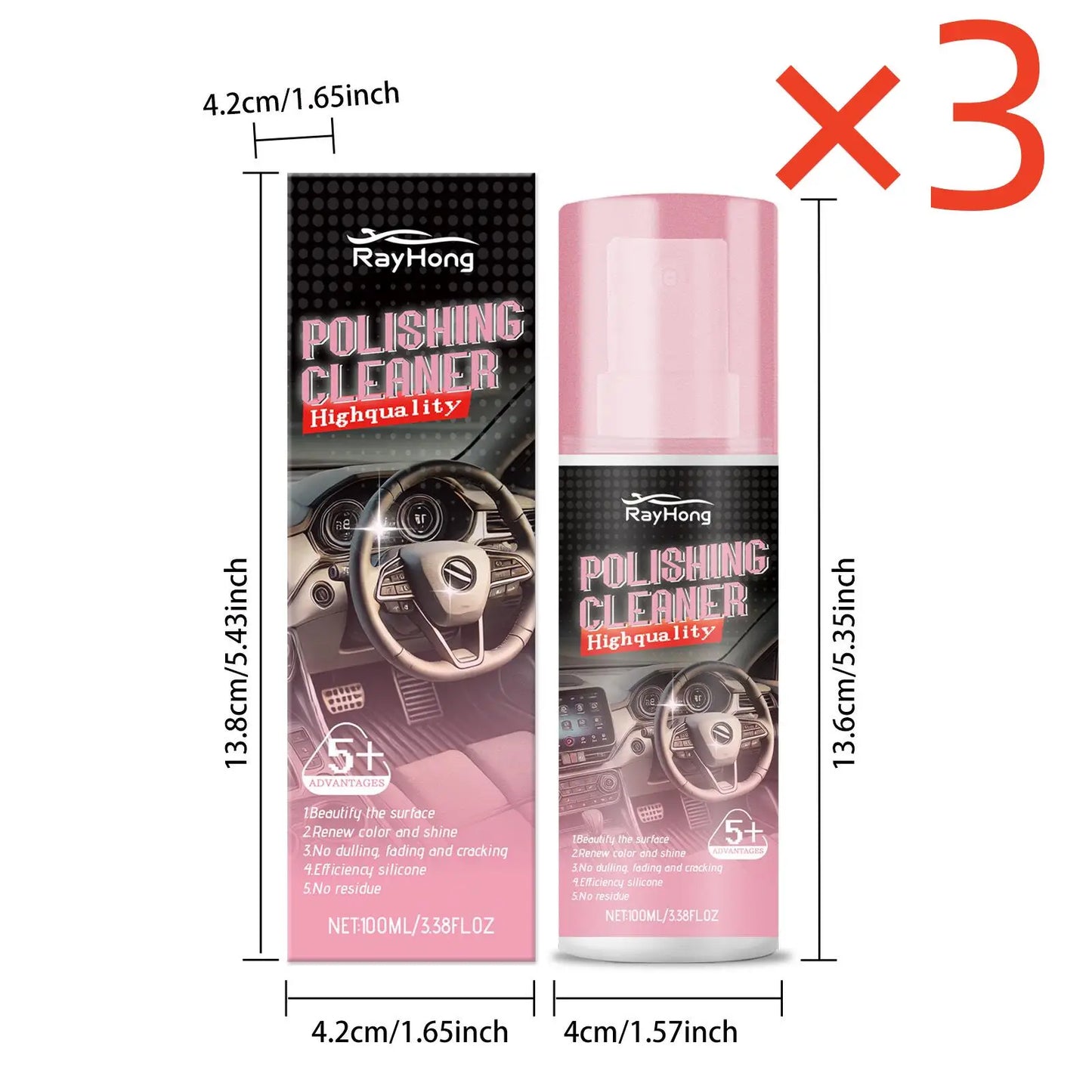 Car Interior Polishing Agent Versatile Interior Cleaning Stubborn Dirt Stain Grease Dust Polish Leather High Gloss Polish Agent