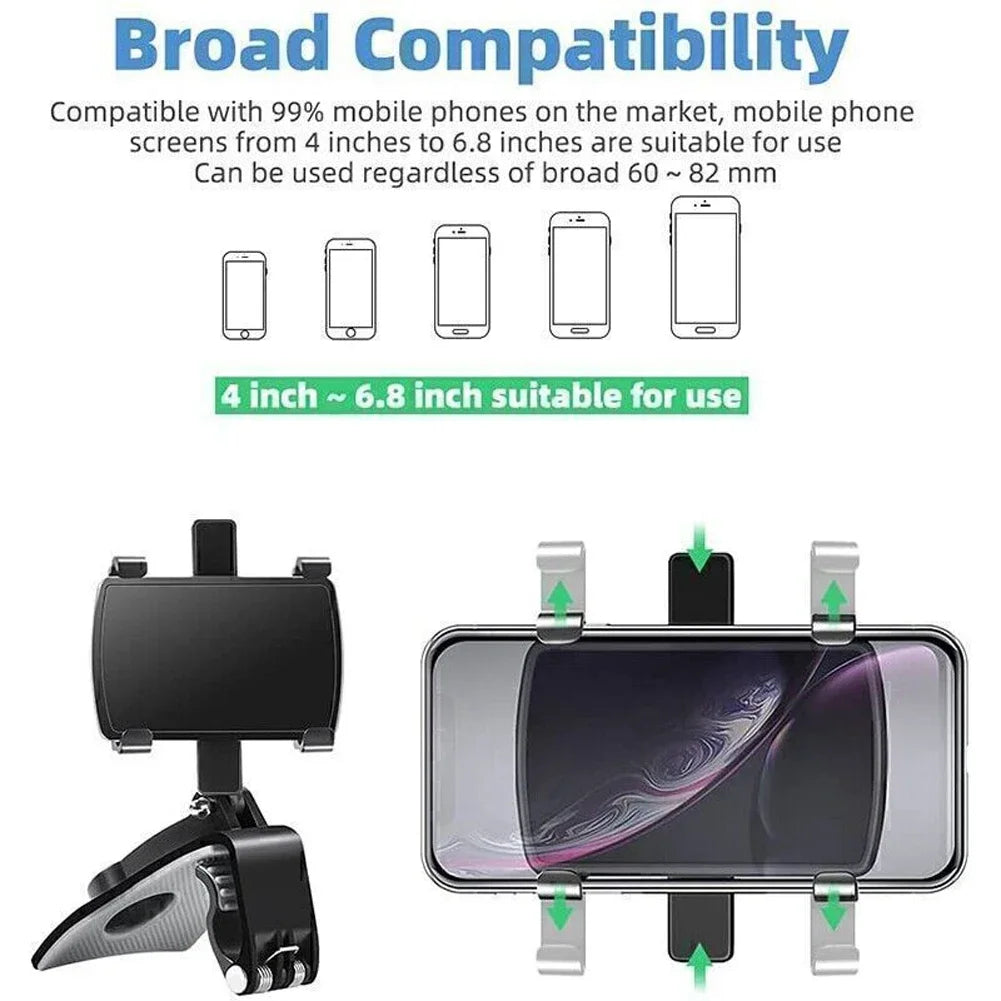 360 Degree Rotation Car Phone Holder Stand Universal Car Dashboard Clip Mount GPS Bracket For iPhone Samsung Xiaomi Huawei Phone