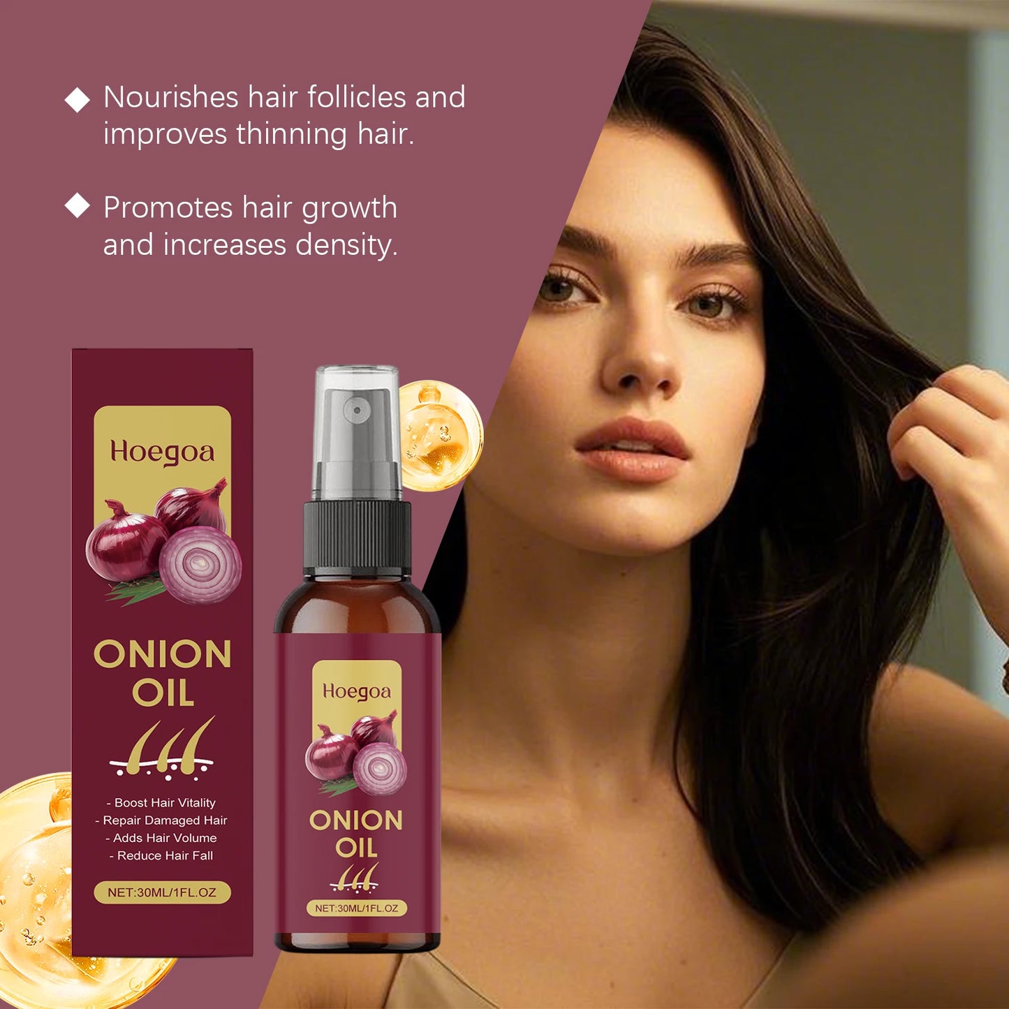 Red Onion Hair Growth Serum Prevent Hair Loss Scalp Treatment Improve Alopecia Strengthening Anti Dry Frizz Red Onion Essential