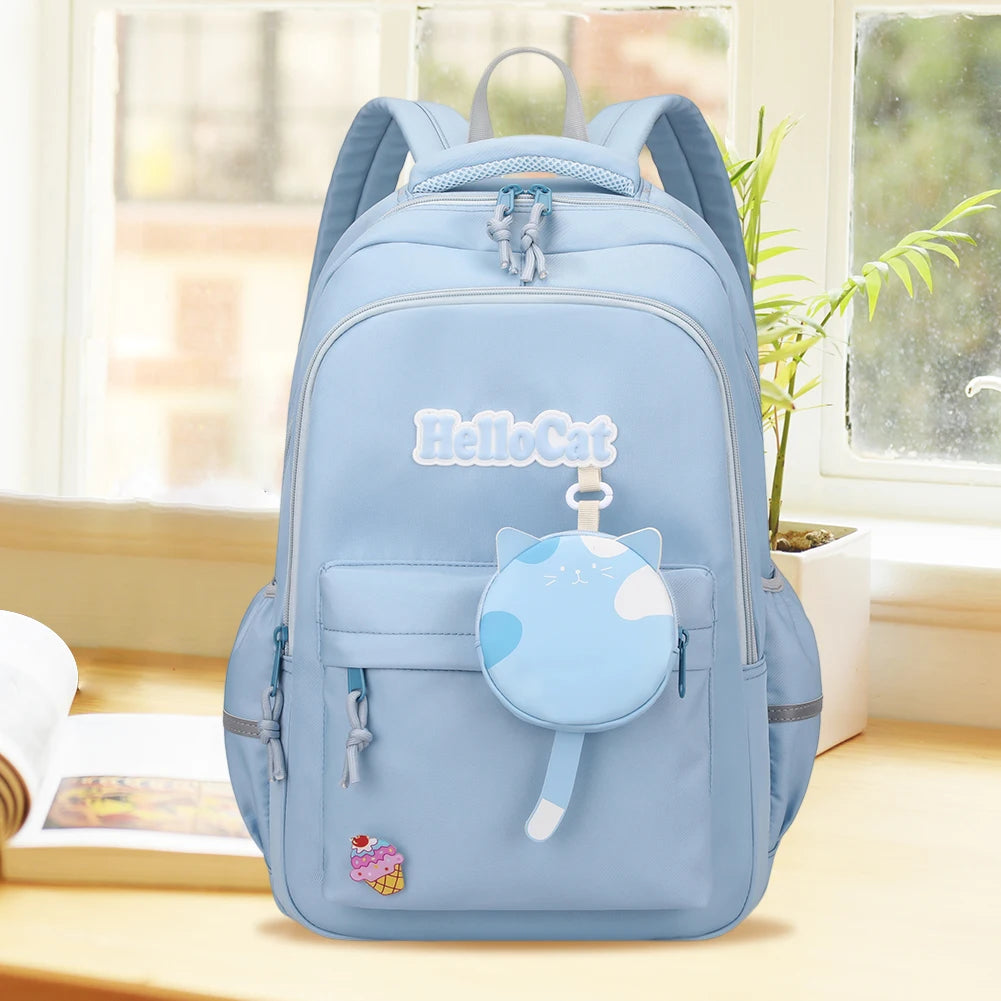 Nylon Campus Backpack Adjustable Shoulder Straps Cartoon Messenger Bag Multi Pocket Design with Zipper Campuses Supplies
