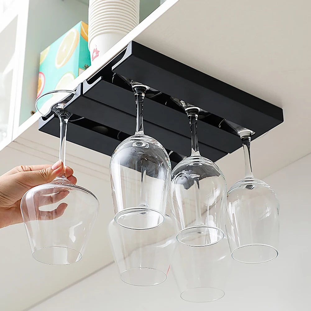 Wine Glass Holder Punch Free Plastic Stemware Rack Wine Glass Hanger for Kitchen Bar Restaurant