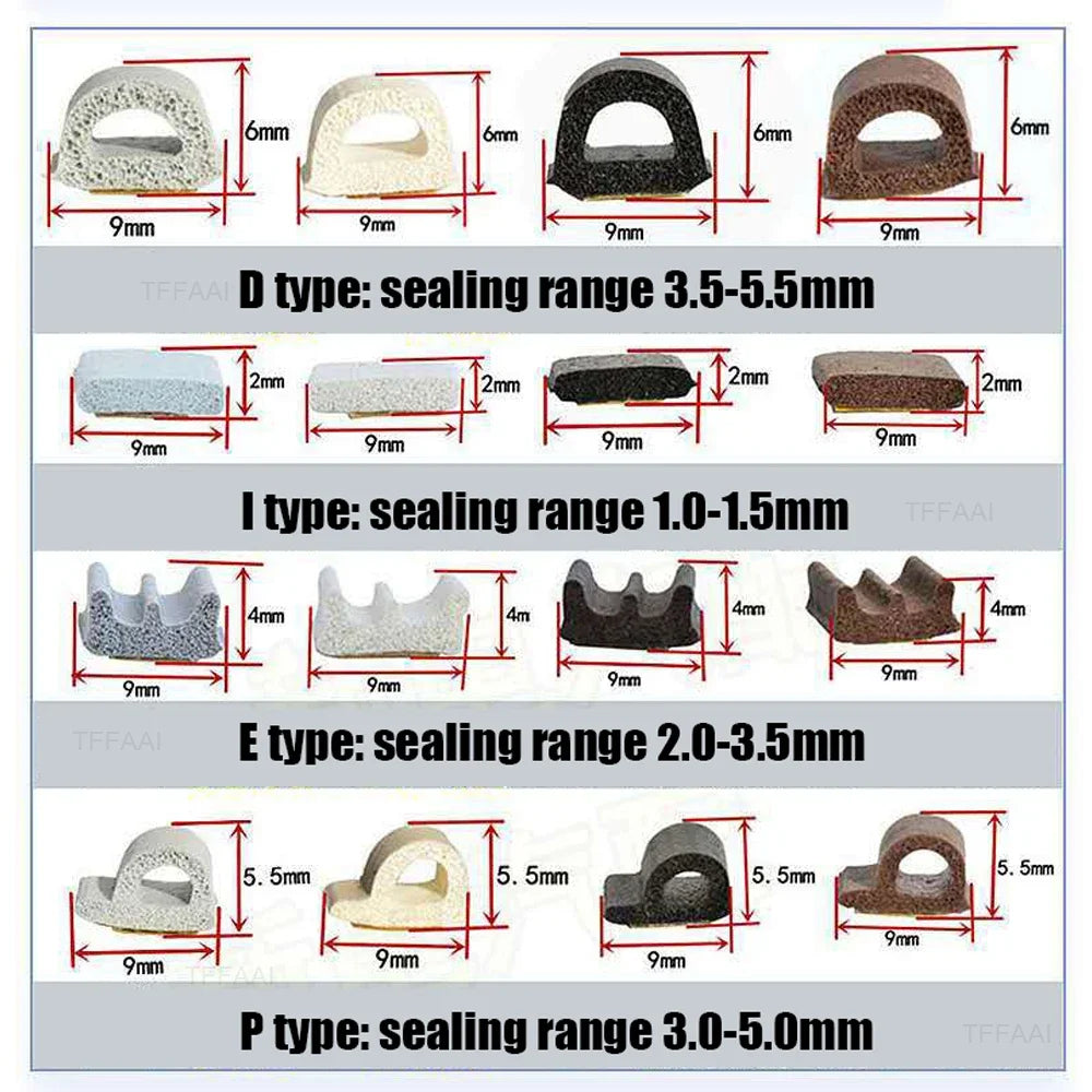 5m/10m DIEP Shape Door Seal Strip Self-adhesive Window WeatherStripping Insulation Noise Rubber Sealing Strip Draft Stopper Tape