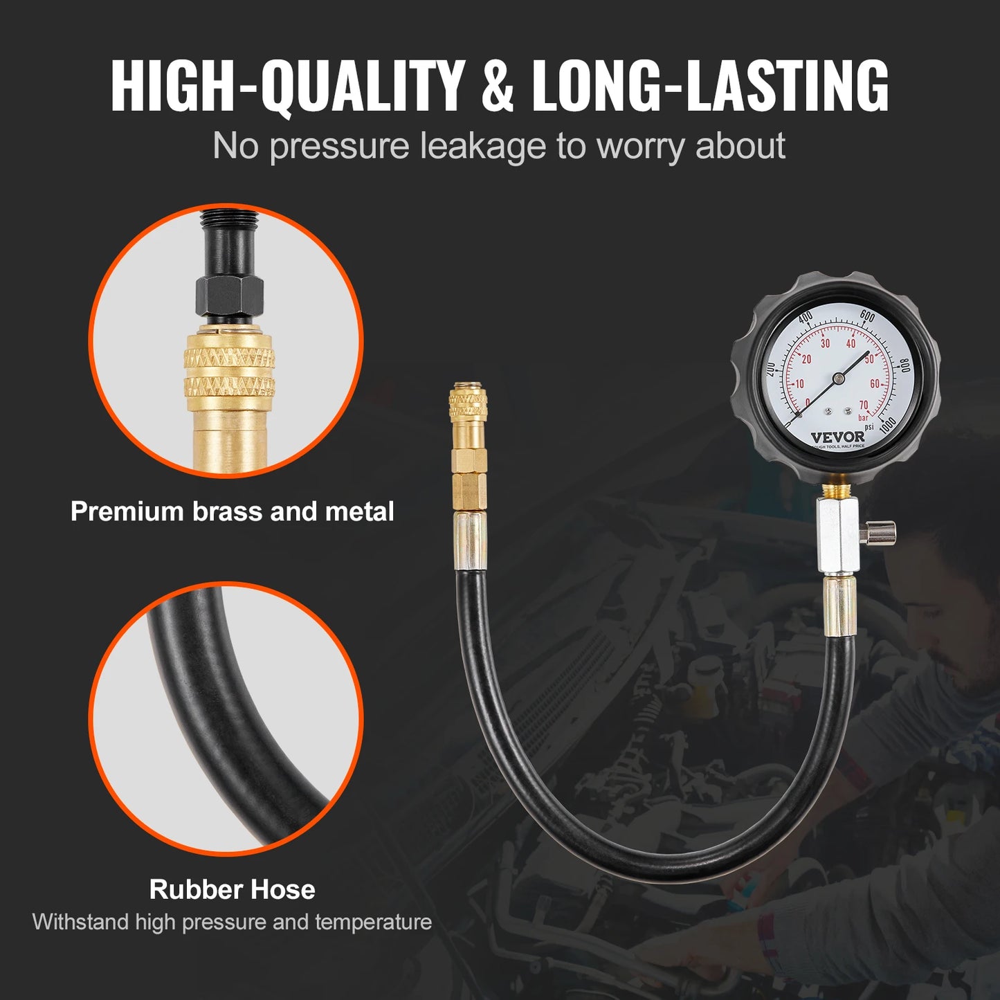 SucceBuy Diesel Engine Compression Tester 18pcs Cylinder Pressure Test Tool Kit Diesel Injector Tester Check Cylinder For Truck