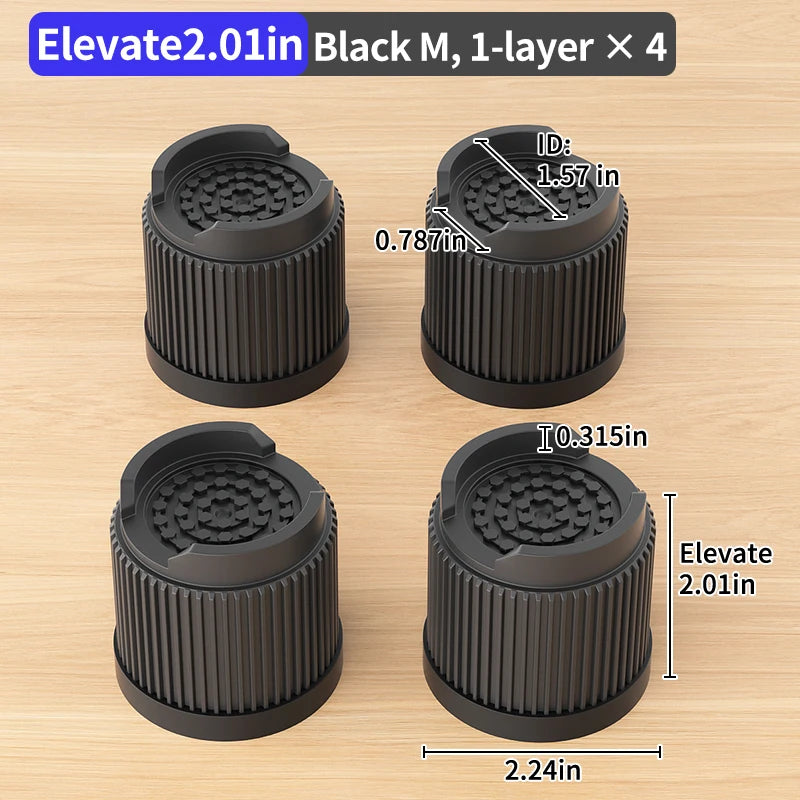 Multi-Purpose Round Furniture Risers | Non-Slip, Quiet & Moisture-Proof Height Extenders for Beds, Sofas, Tables