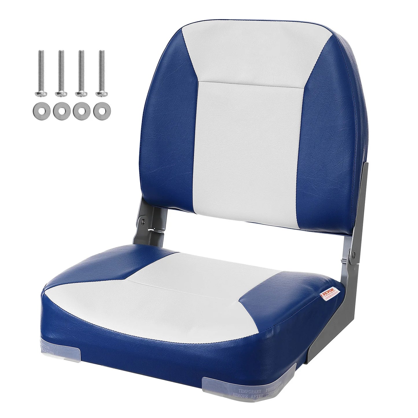 SucceBuy Boat Seat 18.9" Low Back Boat Seat Folding Chair with Thickened Sponge Padding and Hinge Fold-Down Boat Captain Chair