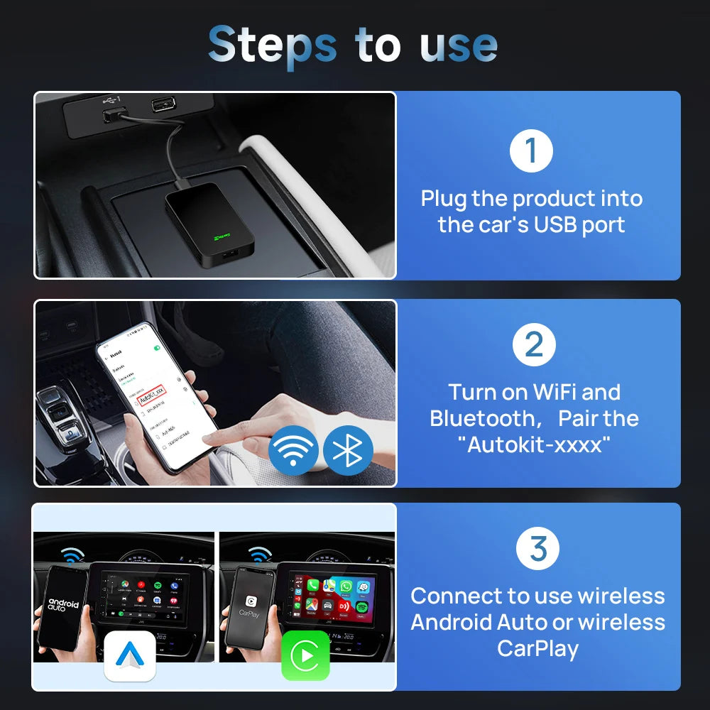 CarlinKit 5.0 2Air Wireless Adapter Wireless CarPlay Android Auto For OEM Car Plug and Play WiFi Bluetooth Auto Connectio Phone
