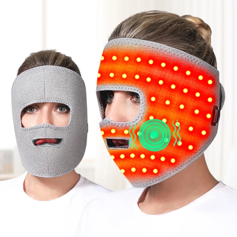 Electric Heated Facial Mask Red Light Facial Massager Relieves Facial Muscle Relaxation Hot Compress Anti-fatigue