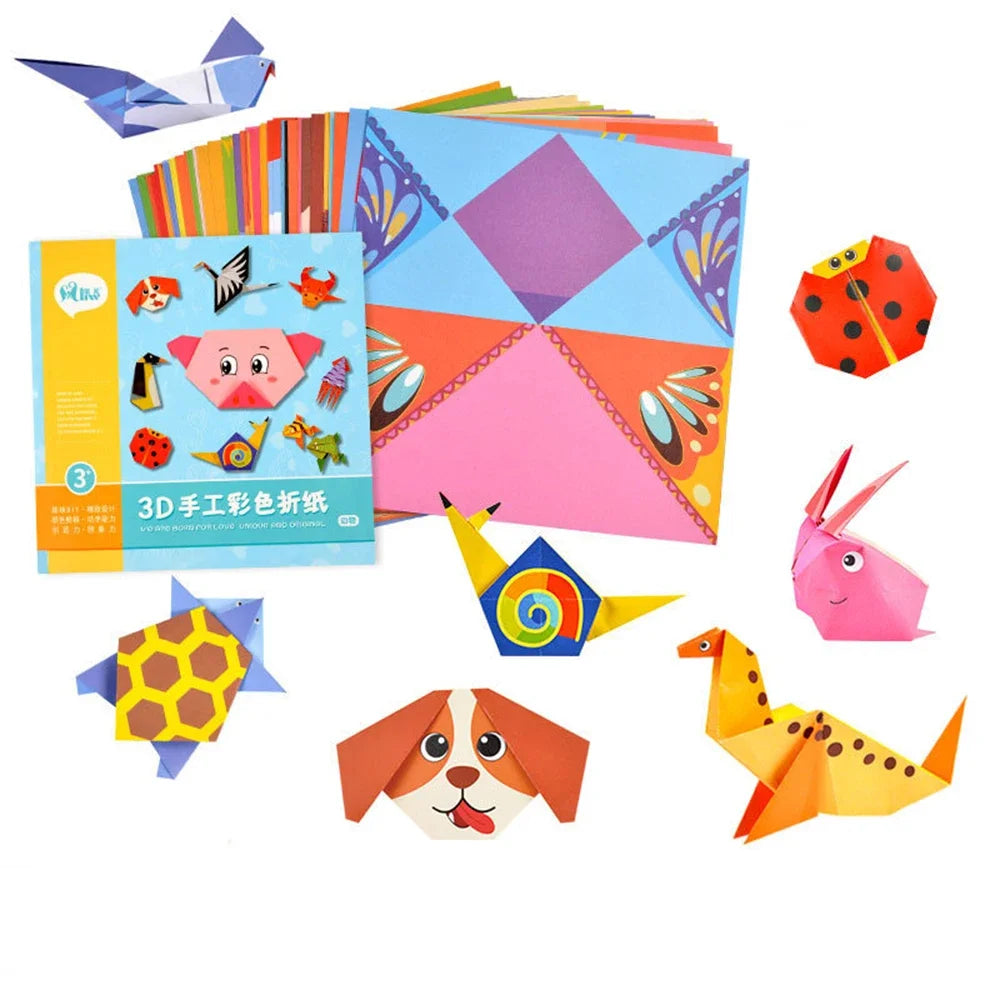 54/108Pcs Montessori Toys Cartoon Animal Origami Paper DIY Kids Craft Toy Handcraft Parper Art Educational Toy for Children Gift
