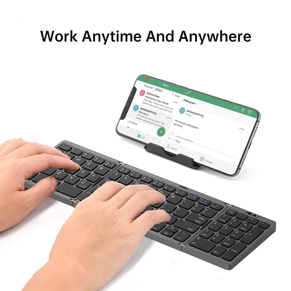 Tri-Fold Bluetooth Keyboard Portable Mini Keyboard Rechargeable Keyboard Mute Wireless Keyboard For Laptop Windows Android IOS