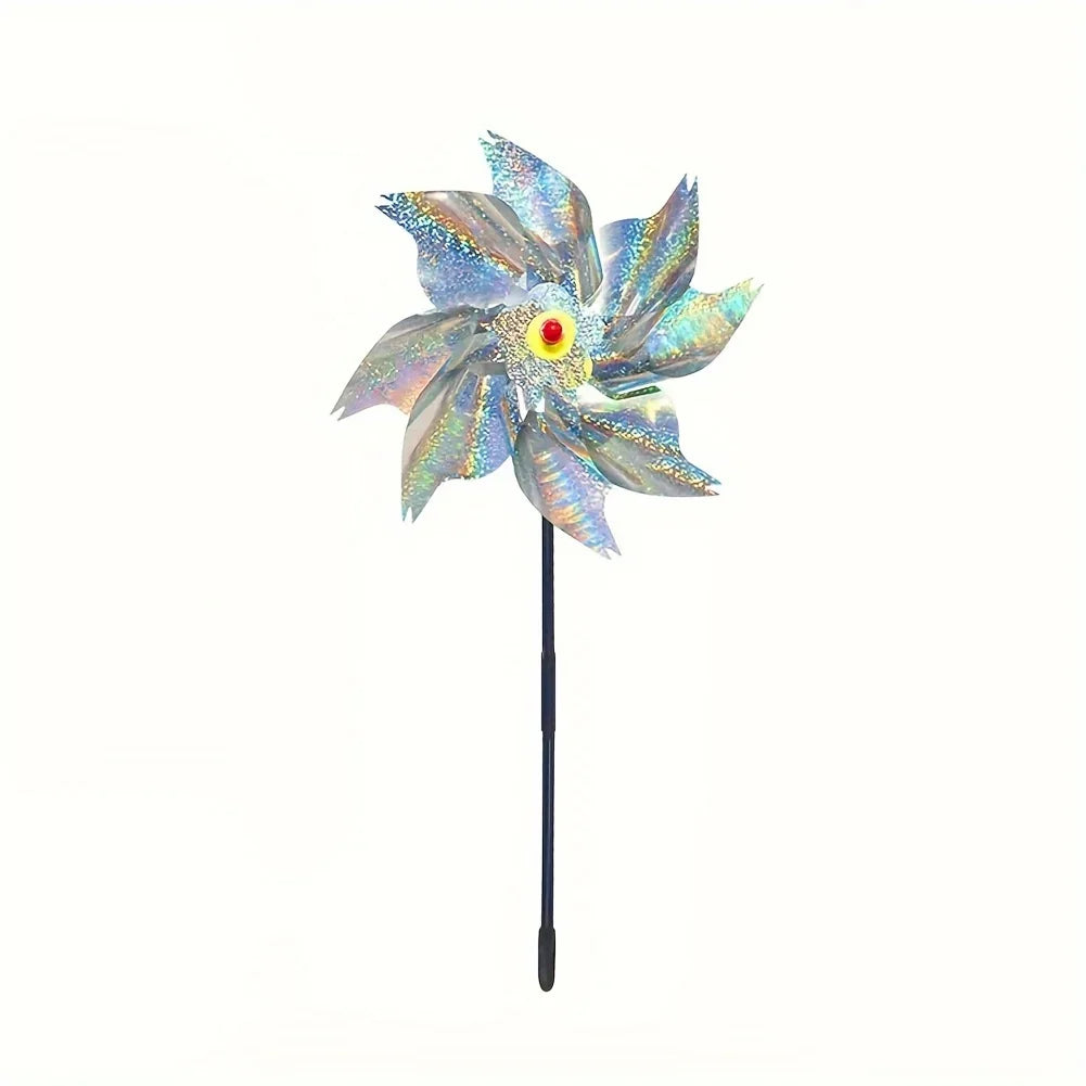 1pcs Bird Repeller Pinwheels Reflective Sparkly Scarecrow Pinwheel Windmill Spinner for Garden Lawn Yard Decor Keep Birds Away