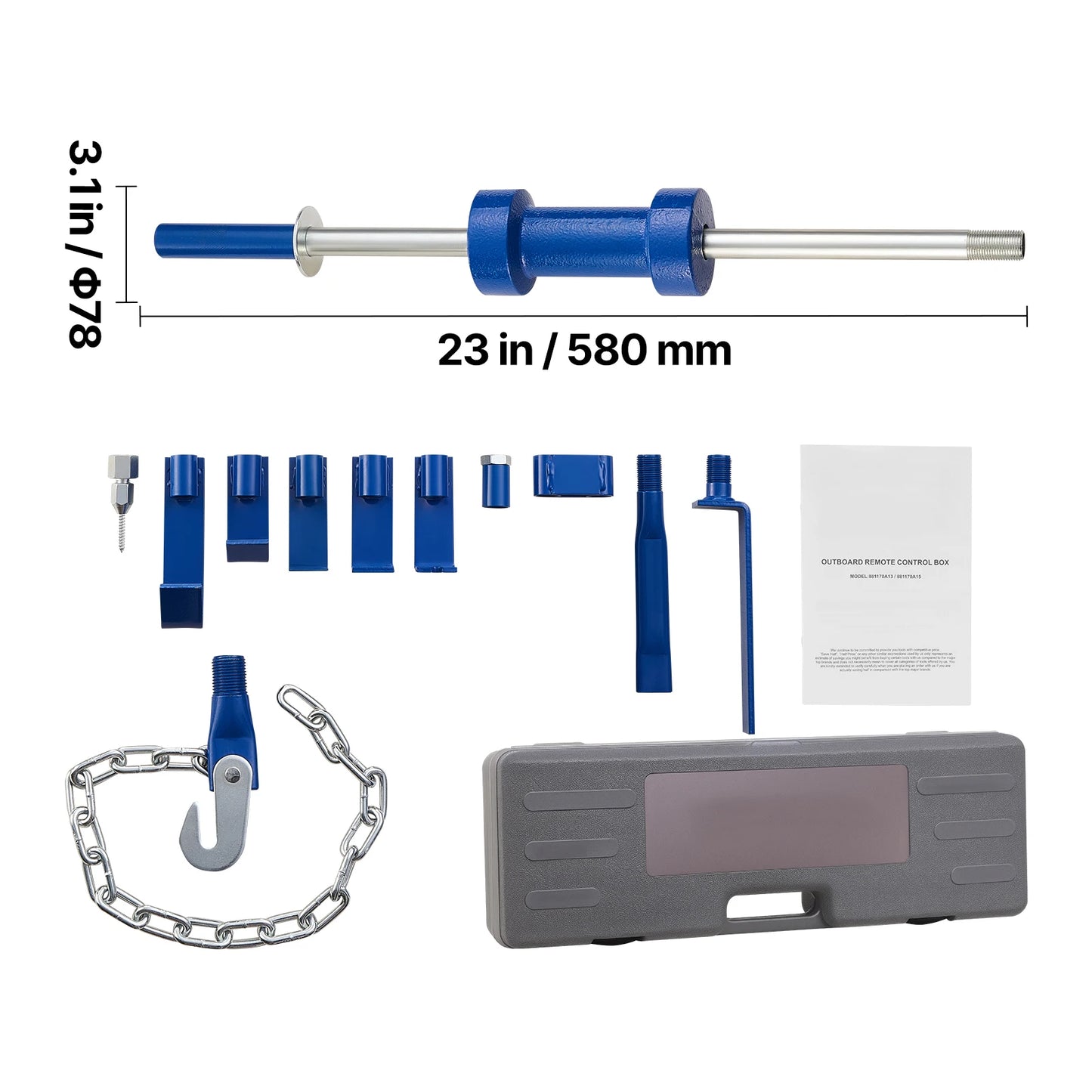 SucceBuy Dent Puller Kit 10/13 lbs 13/14-in-1 Hammer Auto Body Truck Repair Frame with Carry Case Extension Rod Non-Slip Handle