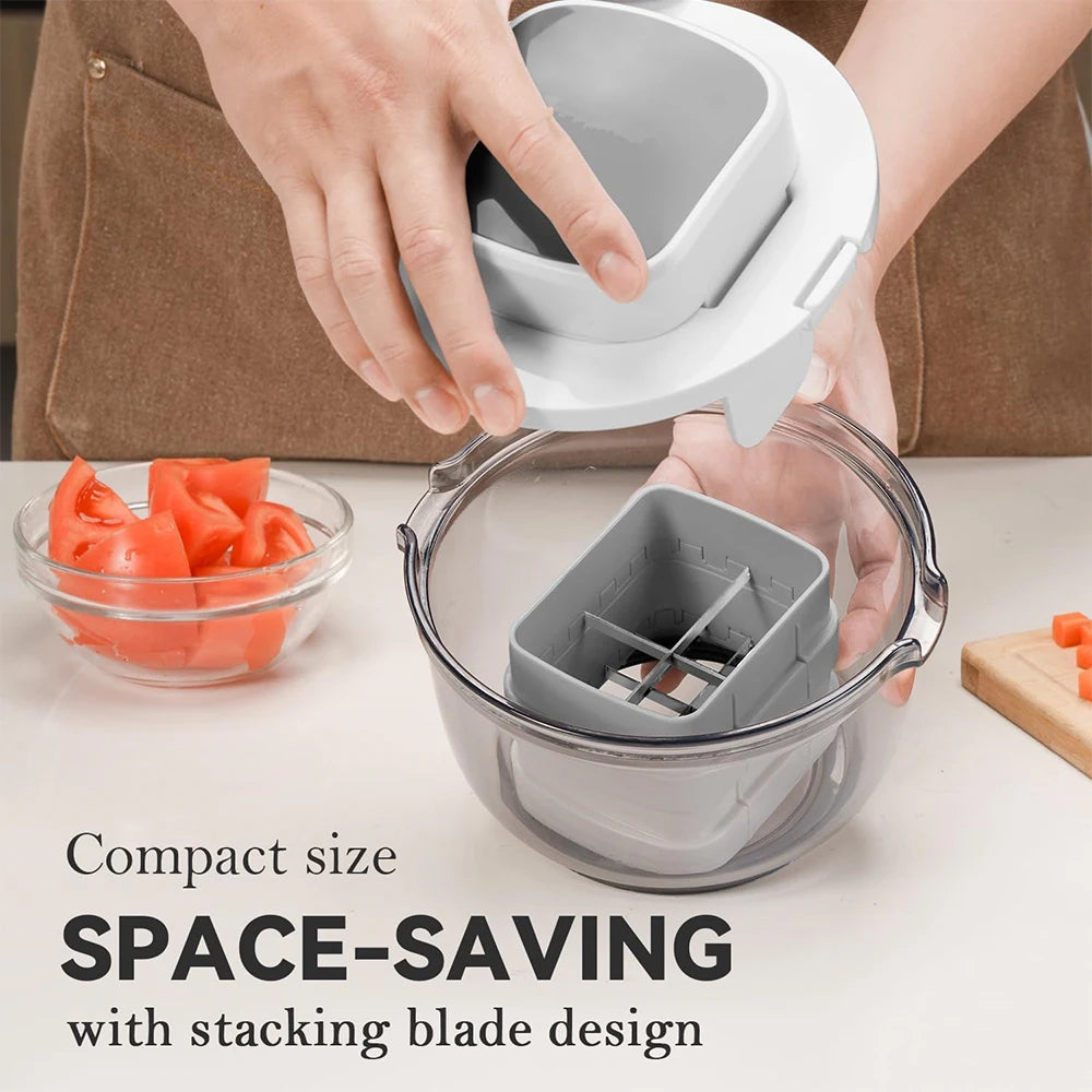 LMETJMA 3 in 1 Vegetable Chopper Multifunctional Vegetable Chopper Cutter Dicer Kitchen Potato French Fry Cutter with Container
