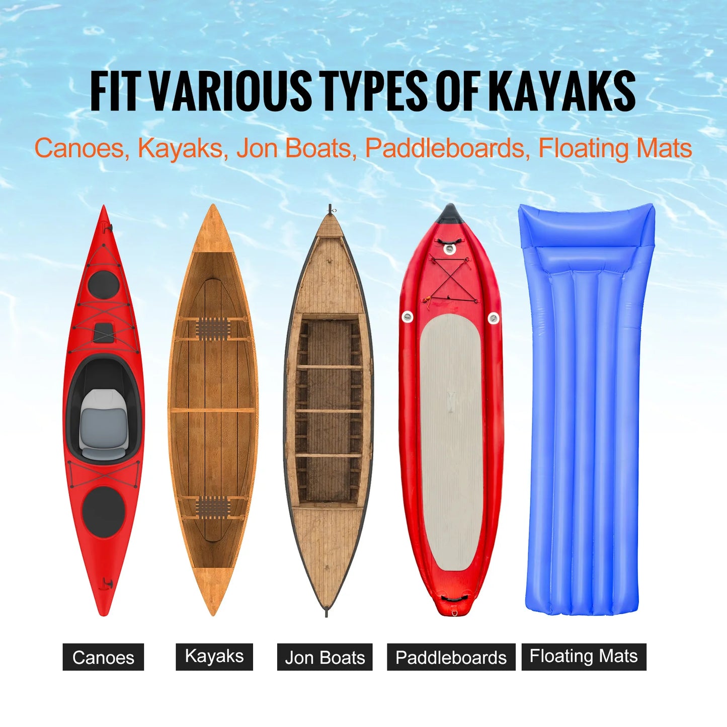 SucceBuy Heavy Duty Kayak Cart 450 lbs Capacity Foldable Canoe Trolley Cart 10''/12'' Solid Tires for Kayaks Canoes