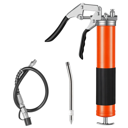 SucceBuy 8000 PSI Grease Gun High Pressure Pistol Grip Grease Gun Kit with 18in Flex Hose & Extension Rigid Pipe for Automotive