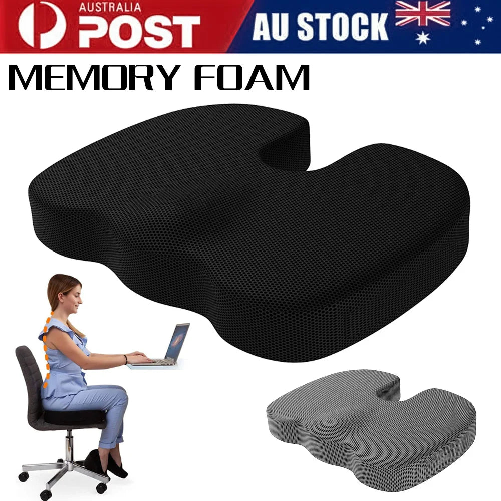 1-2pcs Orthopaedic Memory Foam Seat Cushion Support Back Pain Chair Pillow Car Coccyx