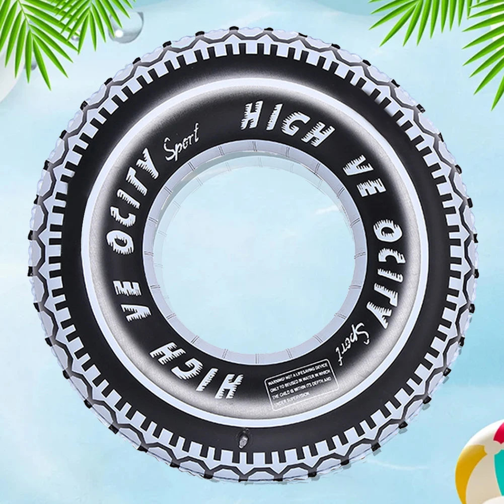 Tire Pattern Pool Floating Rings Leakproof Inflatable Swim Ring Swimming Rings Floaties Swim Float Tube for Summer Pool Party