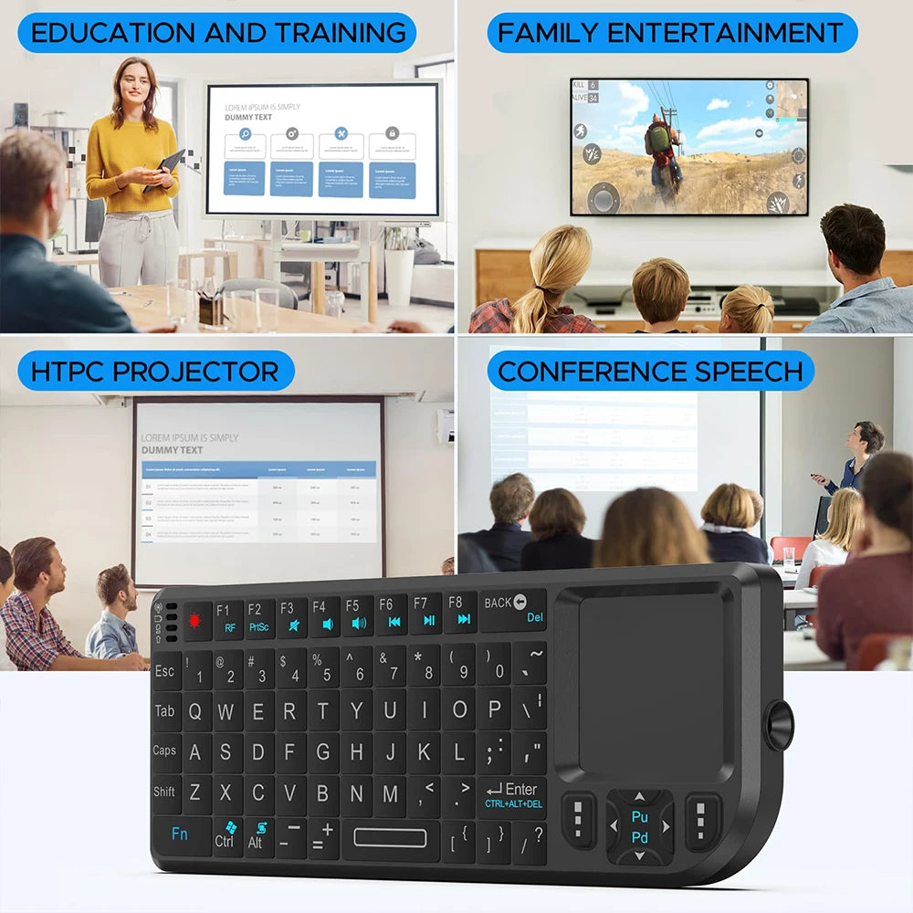 MRSVI A8 Mini Wireless Keyboard 2.4G 7 Color Backlit Touchpad Air Mouse With Infrared Indicator for Android TV Box PC,Office