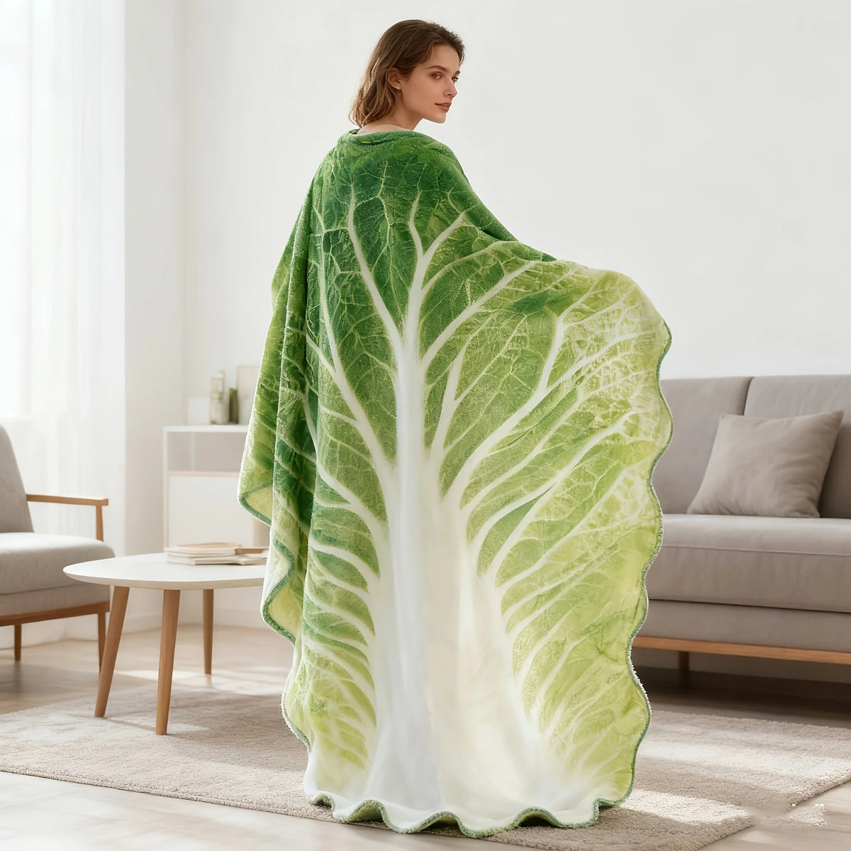 VIKAMA Creative Cabbage Print Throw Blanket, Soft, Comfortable, And Warm, For Living Rooms, Bedrooms, And Air-Conditioned Room