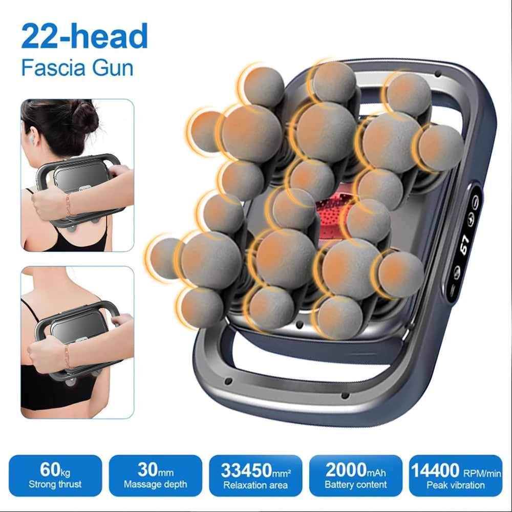22-Head Fascia Gun High-Frequency Vibration Body Massage Gun Back and Waist Massager Neck Shoulder Massager Muscle masajeador