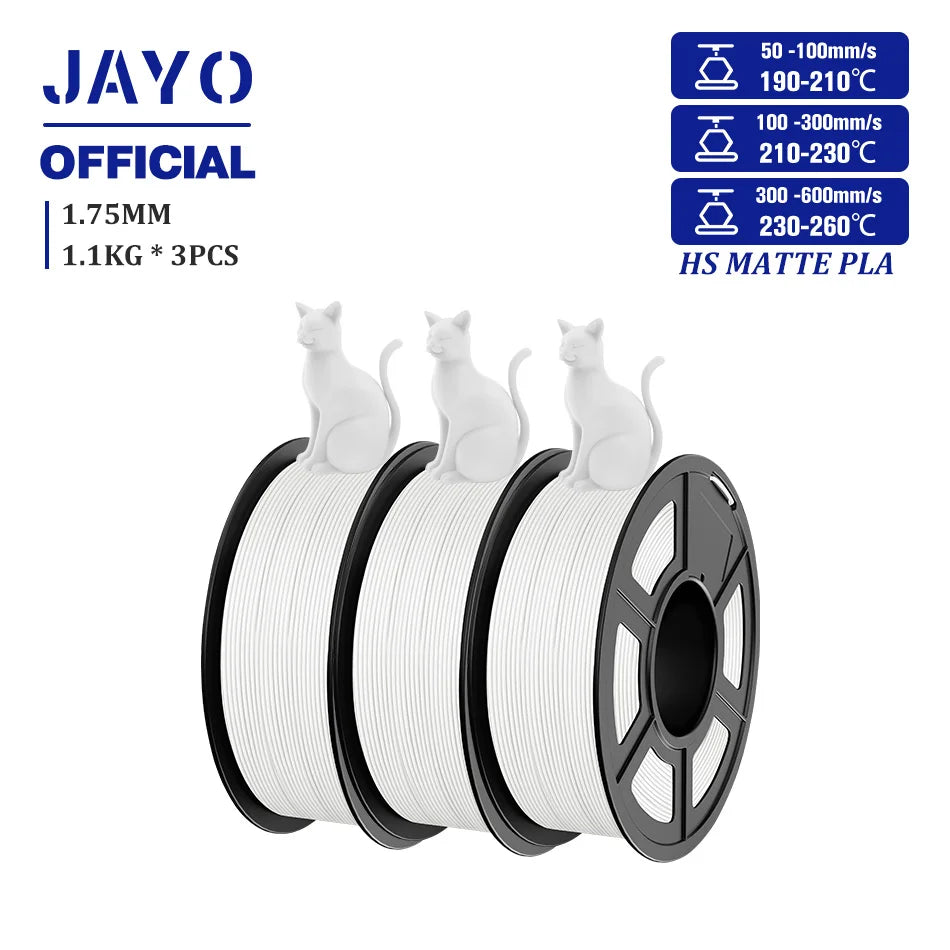 JAYO PLA Classic 1.75mm 3D Filament High Speed Matte PLA Filament For FDM 3D Printers 600mm/s High Speed Printing Materials