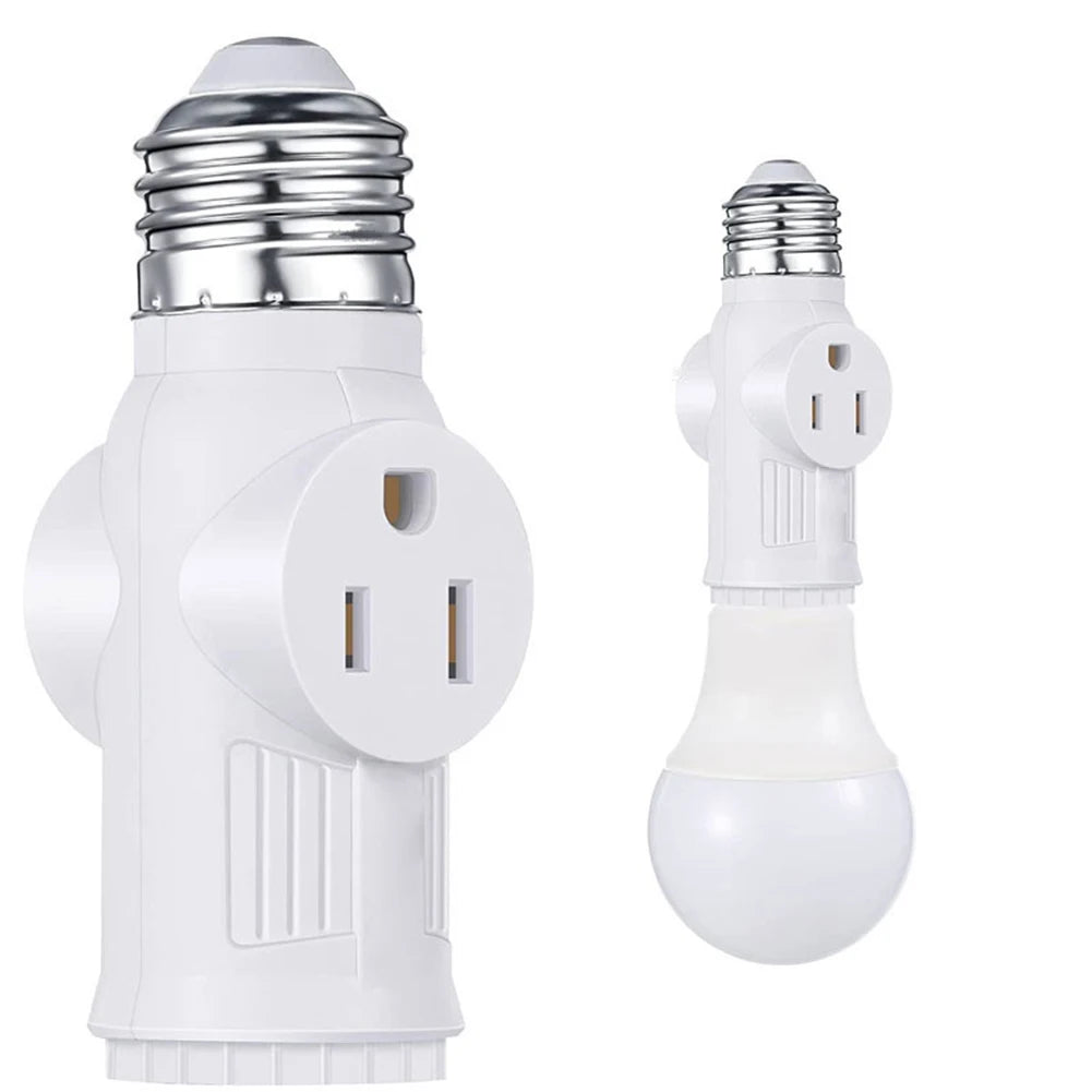 2 Pack Light Socket Adapter Lamp Holder Light Bulb To 2/3 Prong Outlet Adapter for Garages Living Rooms Hallways and More
