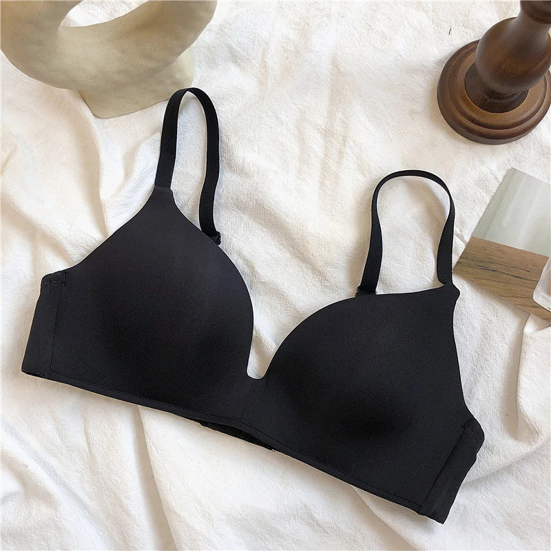 Ice Silk Bra For Women Comfort Wireless Gather Sexy Underwear For Women Push Up Simple Lingerie Seamless Brassiere Bralettle