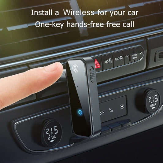 Bluetooth-Compatible 5.0 Audio Aux Adapter 2 in 1 Audio Transmitter 3.5mm Audio Adapter for Handsfree Call for Car Audio Music