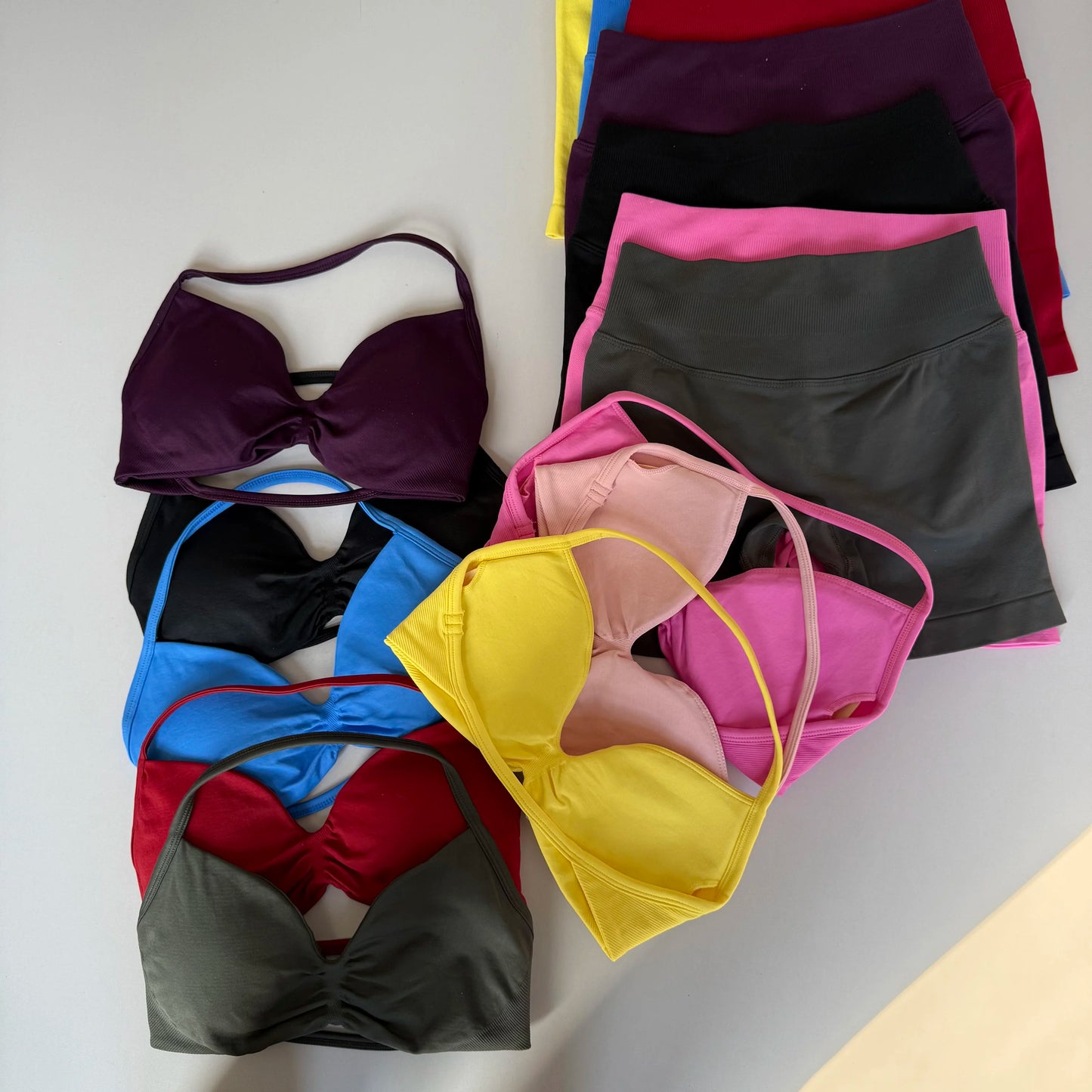 Sexy Halter Neck Beautiful Back High Waist Peach Sports Bras Shorts Suit Pilates Gathering Yoga Vest Training Fitness Bra Sets