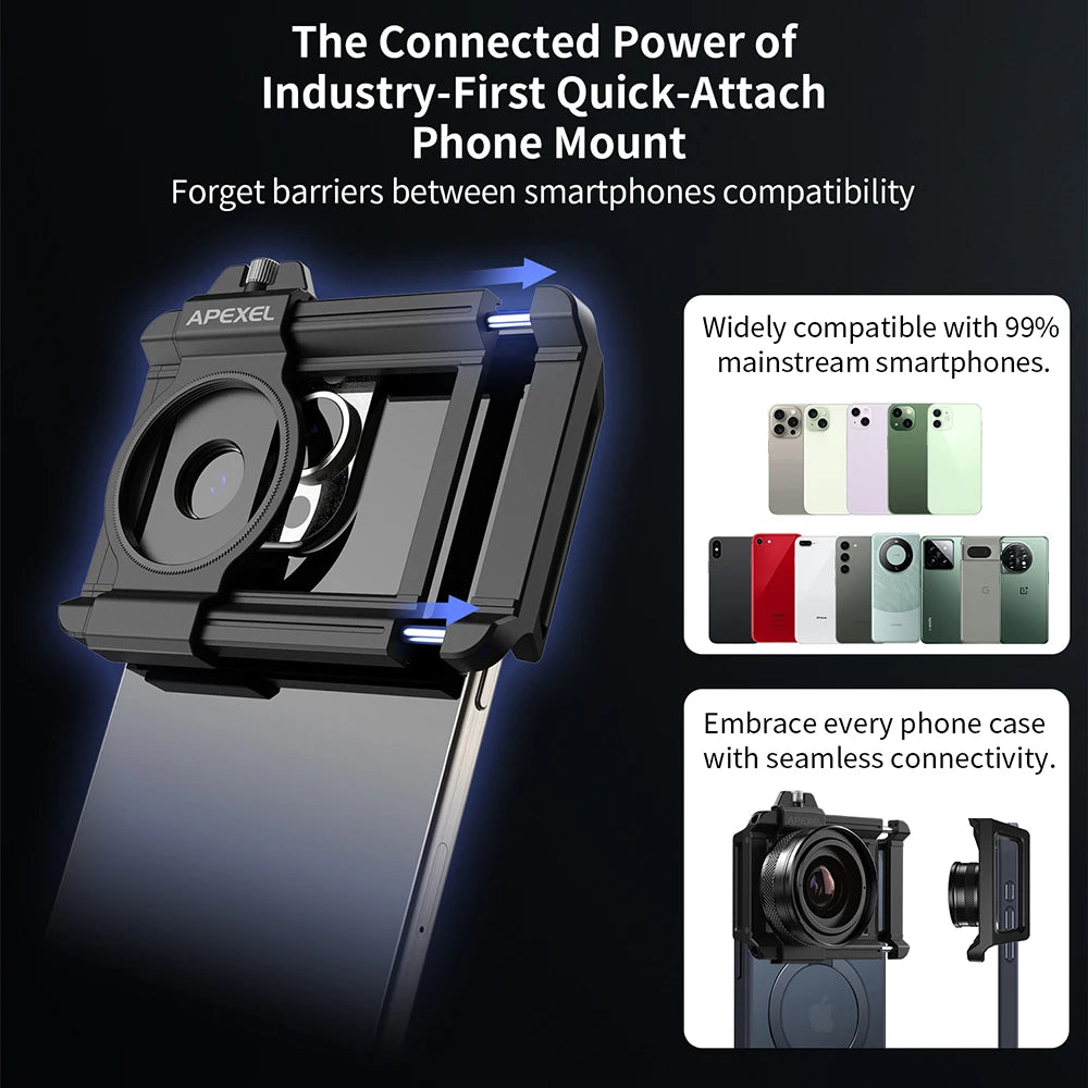 APEXEL 10-20X Zoom Macro Lens HD Mobile Phone Camera Micro Lenses for iPhone 17/PRO MAX Samsung Almost All Smartphones Photo
