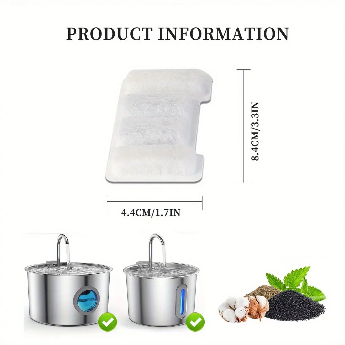 Pet Water Fountain Filter Bags, Compatible With 74.36Oz/2.2L, 2.8L/94.64Oz, 3.2L/108.2Oz Stainless Steel Cat Water Fountains,