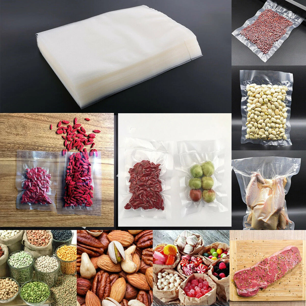 100-200x Vacuum Sealer Bags Precut Food Storage Saver Heat Seal Cryovac