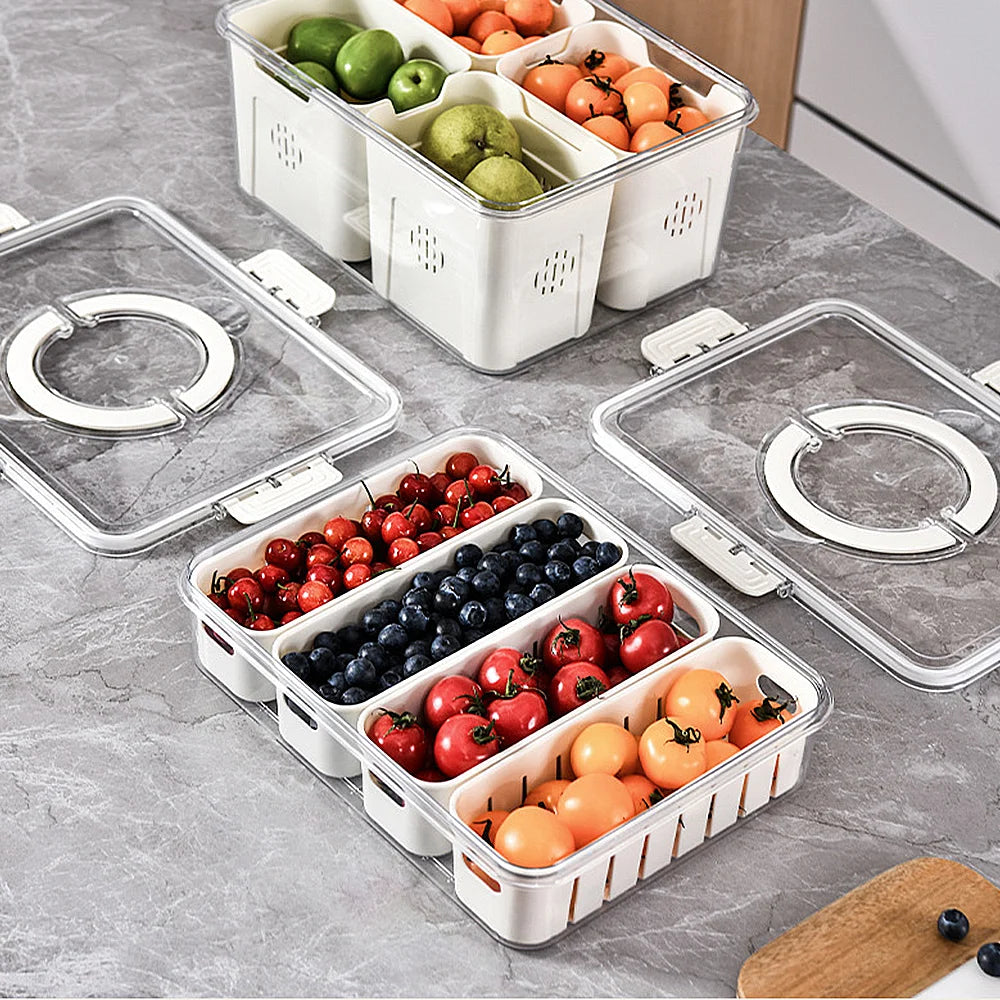 2/4pcs Fridge Organiser Refrigerator Storage Box Food Container Kitchen Drawer Free