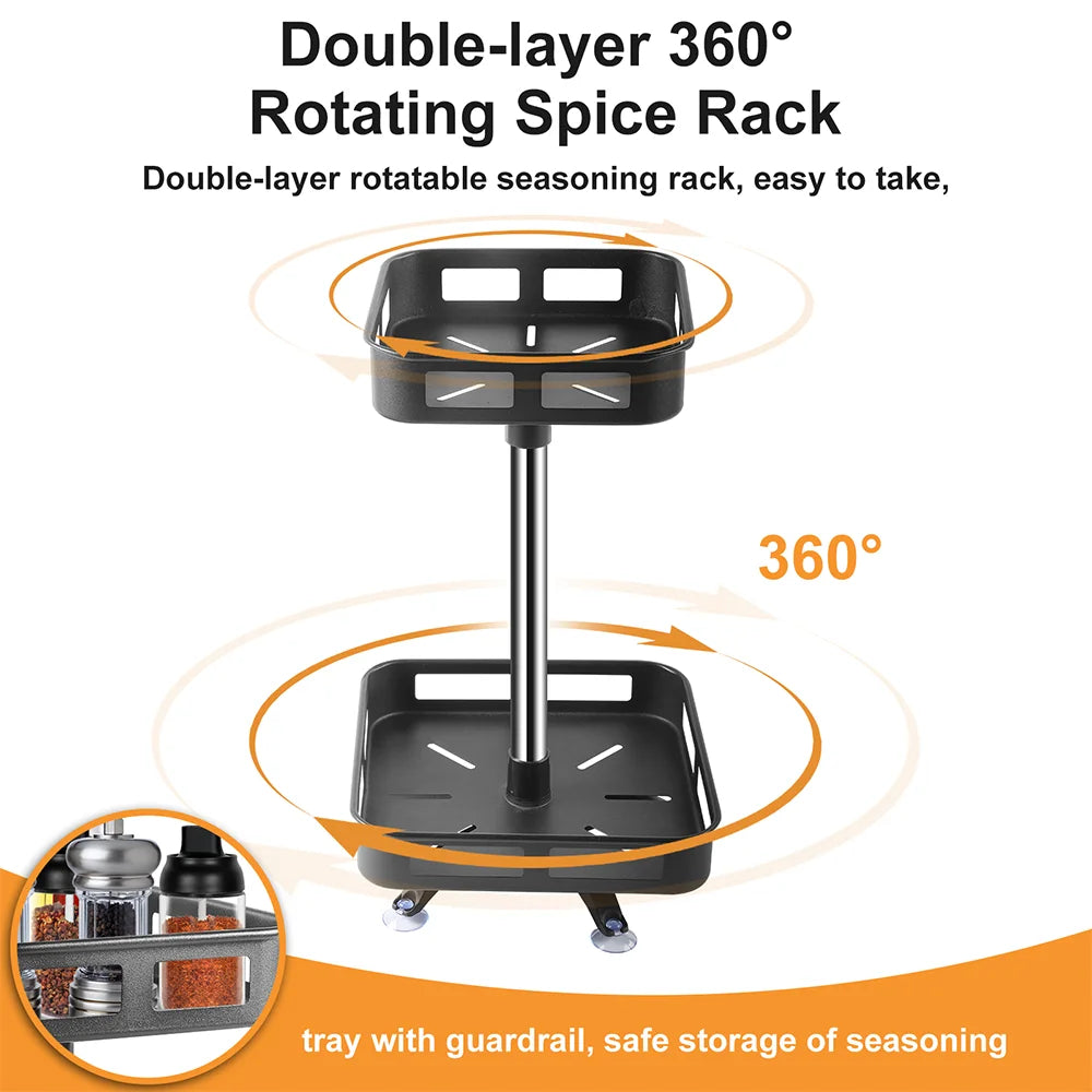2/3 Tiers Kitchen Rotating Storage Spice Rack Organizer Multi layer Kitchen Storage